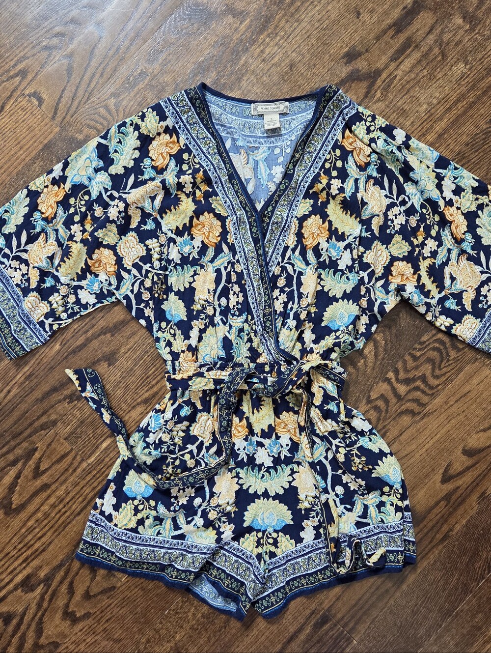 Flying Tomato Navy Floral Romper Rayon